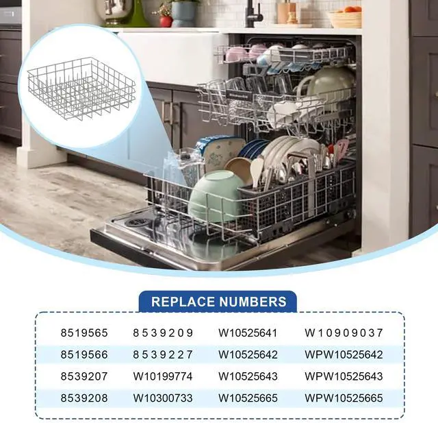 Alt view image 3 of 6 - W11527890 Dishwasher Lower Dishrack Compatible with Whirlpool Maytag, Replacement W11778050, W11778050, WPW10525642, W10199774, W10525641, W10525642, W10525643, W11773654, WPW10525643