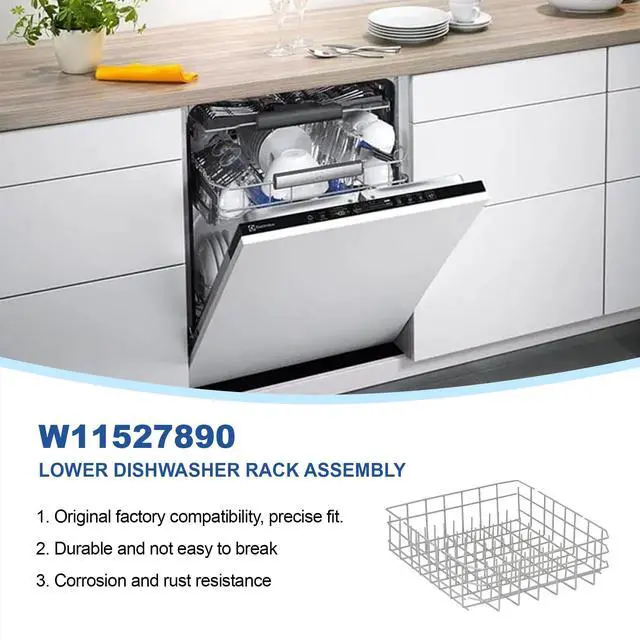 Alt view image 5 of 6 - W11527890 Dishwasher Lower Dishrack Compatible with Whirlpool Maytag, Replacement W11778050, W11778050, WPW10525642, W10199774, W10525641, W10525642, W10525643, W11773654, WPW10525643