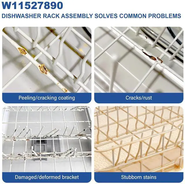 Alt view image 4 of 6 - W11527890 Dishwasher Lower Dishrack Compatible with Whirlpool Maytag, Replacement W11778050, W11778050, WPW10525642, W10199774, W10525641, W10525642, W10525643, W11773654, WPW10525643