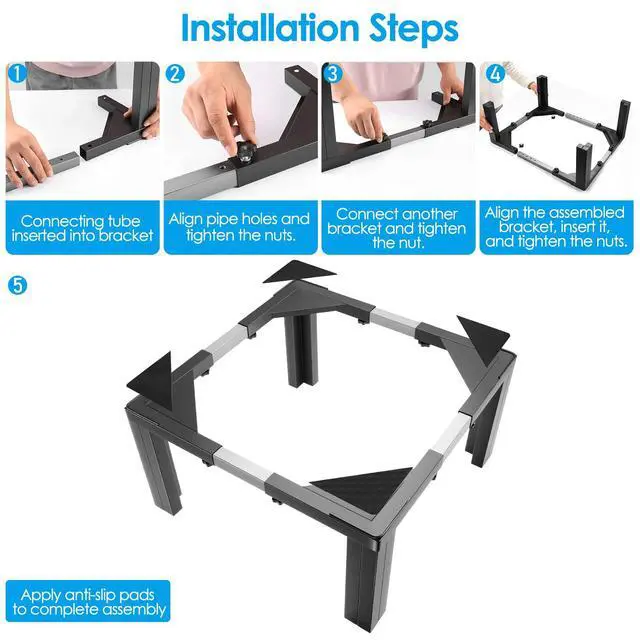 Alt view image 3 of 7 - 11 In Tall Washing Machine Stainless Steel Pedestals Square Pedestal Stand | Portable Washer And Dryer Stand,Adjustable 2129 Inch Universal Fit Square Pedestal Stand For Fridge Washer And Dryer