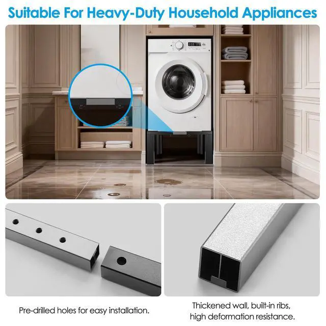 Alt view image 5 of 7 - 11 In Tall Washing Machine Stainless Steel Pedestals Square Pedestal Stand | Portable Washer And Dryer Stand,Adjustable 2129 Inch Universal Fit Square Pedestal Stand For Fridge Washer And Dryer