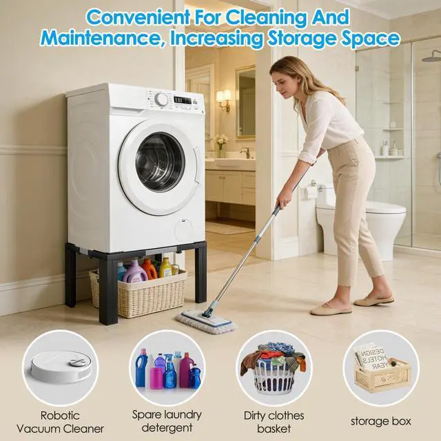 Alt view image 6 of 7 - 11 In Tall Washing Machine Stainless Steel Pedestals Square Pedestal Stand | Portable Washer And Dryer Stand,Adjustable 2129 Inch Universal Fit Square Pedestal Stand For Fridge Washer And Dryer