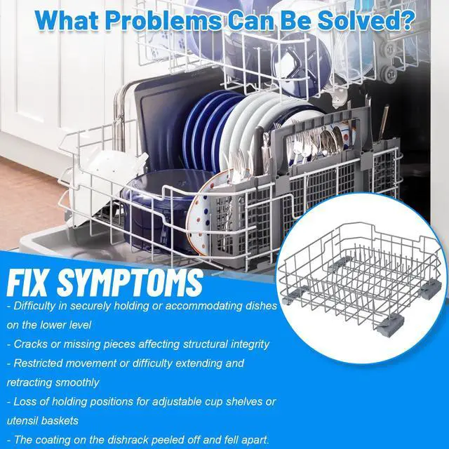 Alt view image 7 of 7 - WD28X26099 Dishwasher Lower Rack Replacement for GE Dishwasher Bottom Rack | WD28X26099 Bottom Dishrack for GE Dishwasher Parts Rack GDF510PSM0SS GDT535PSM0SS With Silverware Basket And Roller Kit