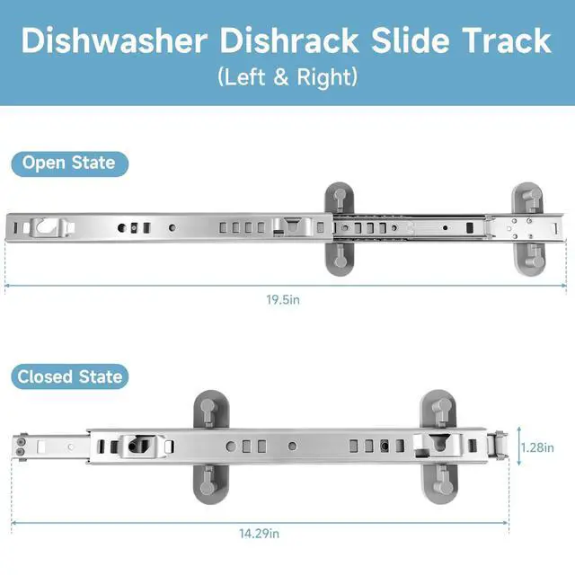Alt view image 6 of 7 - Dishwasher Upper Dishrack Slide Track(Left & Right) Compatible with Whirlpool KitchenAid Maytag Jenn-Air Dishwasher Replace#:W11259786 W11259785 AP6783993 KDTE204EPA2 PS12584377