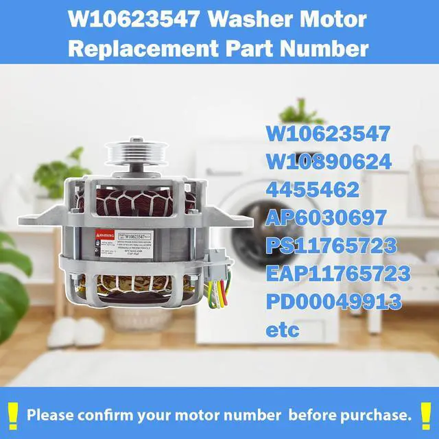 Alt view image 2 of 7 - W10623547 W10890624 Motor Compatible with Whirlpool, Kenmore and Amana Washer, Replacement 4455462, AP6030697, PS11765723, EAP11765723, PD00049913 etc