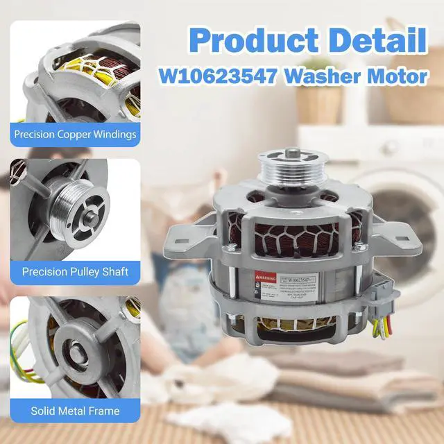 Alt view image 4 of 7 - W10623547 W10890624 Motor Compatible with Whirlpool, Kenmore and Amana Washer, Replacement 4455462, AP6030697, PS11765723, EAP11765723, PD00049913 etc