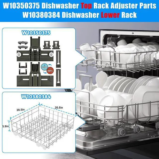 Alt view image 6 of 7 - W10311986/W10380384 Dishwasher Lower Rack-Stainless Steel for Whirlpool | WDT750SAHZ0 WDTA50SAHZ0 WDT780SAEM Whirlpool Dishwasher Parts Rack W10311986 Dishrack Bracket with WP3376961 Roller Wheel