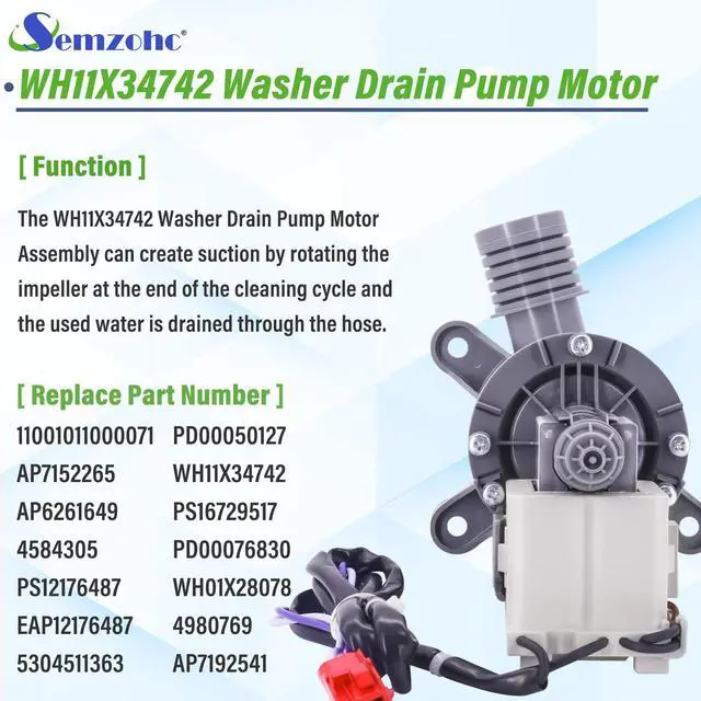 Alt view image 3 of 7 - FFTW4120SW FFTW4120SW1 Washer Drain Pump Fit for Fri-gidaire in-signia | FFTW4120SW0 NS-TWM41WH8A NS-TWM45W1,for Mi-dea Hai-er B40-3a, 11001011000071