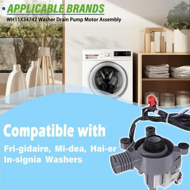 Alt view image 4 of 7 - FFTW4120SW FFTW4120SW1 Washer Drain Pump Fit for Fri-gidaire in-signia | FFTW4120SW0 NS-TWM41WH8A NS-TWM45W1,for Mi-dea Hai-er B40-3a, 11001011000071