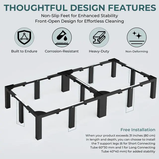 Alt view image 5 of 7 - Washer and Dryer Stand Adjustable All-In-One - Heavy Duty Universal Washer and Dryer Stand Fits (40.9-66.14L) x (20.47-33.07W) x (12.6H Inch) - For Front Load Washers and Dryers (Black)