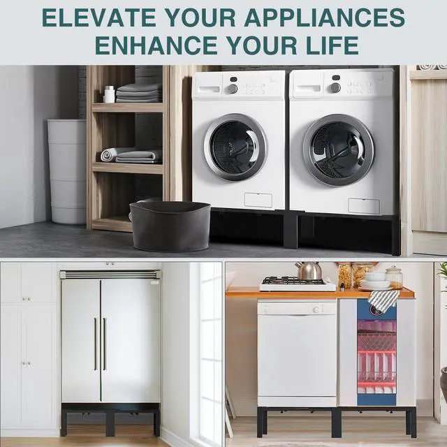 Alt view image 3 of 7 - Washer and Dryer Stand Adjustable All-In-One - Heavy Duty Universal Washer and Dryer Stand Fits (40.9-66.14L) x (20.47-33.07W) x (12.6H Inch) - For Front Load Washers and Dryers (Black)