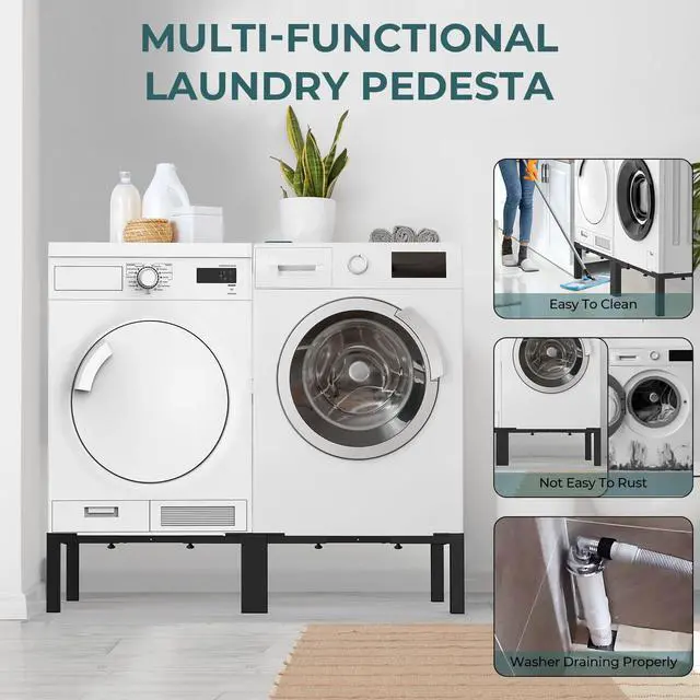 Alt view image 6 of 7 - Washer and Dryer Stand Adjustable All-In-One - Heavy Duty Universal Washer and Dryer Stand Fits (40.9-66.14L) x (20.47-33.07W) x (12.6H Inch) - For Front Load Washers and Dryers (Black)