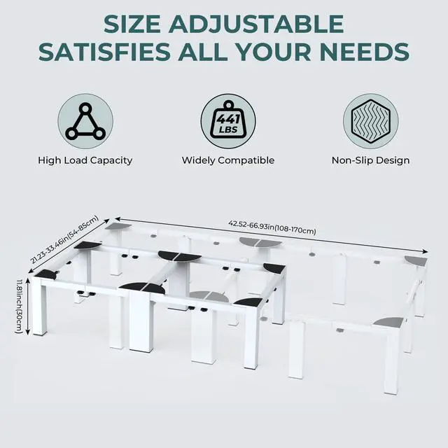 Alt view image 2 of 7 - Adjustable Washer Dryer Pedestal - Heavy Duty & Universal Washer Pedestal & Washing Machine Stand Fit (40.9-66.14L × 20.47-33.07W ×12.6H inch) - Compatible with Front Load Washers & Dryers