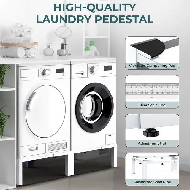 Alt view image 4 of 7 - Adjustable Washer Dryer Pedestal - Heavy Duty & Universal Washer Pedestal & Washing Machine Stand Fit (40.9-66.14L × 20.47-33.07W ×12.6H inch) - Compatible with Front Load Washers & Dryers