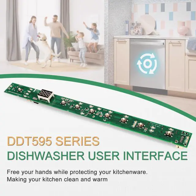 Alt view image 6 of 7 - Dishwasher UI Board Compatible with GE DDT595 Series DDT595SGJ4WW | DDT595SGJ5BB DDT595SGJ5WW DDT595SMJ0ES DDT595SMJ2ES DDT595SMJ4ES DDT595SMJ5ES DDT595SSJ0SS,Custom-made, Jumpers Already Set