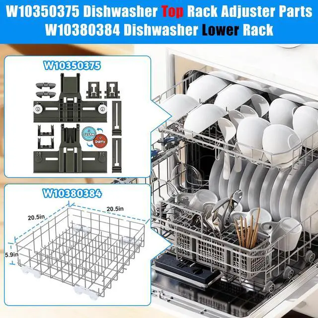 Alt view image 6 of 7 - W10311986 Dishwasher Lower Rack Replacement for Whirlpool Dishwasher Parts | Upgrade W10380384 Lower Dishrack Assembly,WDTA50SAHZ0 WDT750SAHZ0 WDT970SAHZ0 KitchenAid Whirlpool Lower Rack Replacement