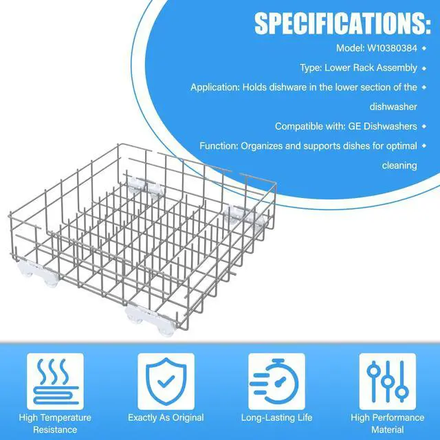 Alt view image 7 of 7 - W10311986 Dishwasher Lower Rack Replacement for Whirlpool Dishwasher Parts | Upgrade W10380384 Lower Dishrack Assembly,WDTA50SAHZ0 WDT750SAHZ0 WDT970SAHZ0 KitchenAid Whirlpool Lower Rack Replacement