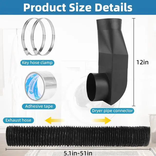 Alt view image 2 of 7 - 4396004 OEM Dryer Exhaust Telescoping Vent Kit, Stainless Steel, Adjustable Periscope Duct for Tight Spaces, Flat Low Profile, Compatible with Whirlpool & All 4" Dryers