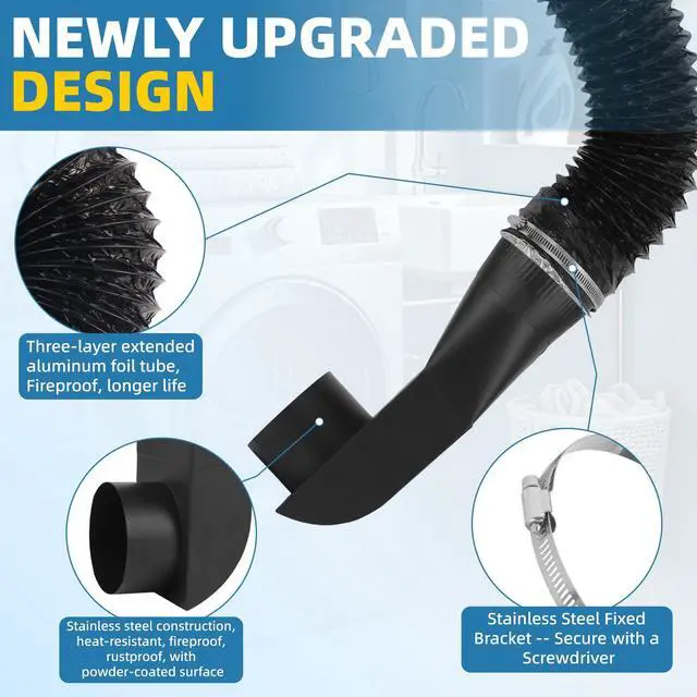 Alt view image 3 of 7 - 4396004 OEM Dryer Exhaust Telescoping Vent Kit, Stainless Steel, Adjustable Periscope Duct for Tight Spaces, Flat Low Profile, Compatible with Whirlpool & All 4" Dryers