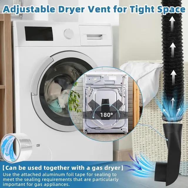 Alt view image 6 of 7 - 4396004 OEM Dryer Exhaust Telescoping Vent Kit, Stainless Steel, Adjustable Periscope Duct for Tight Spaces, Flat Low Profile, Compatible with Whirlpool & All 4" Dryers