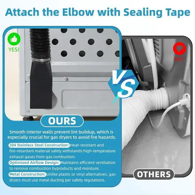 Alt view image 5 of 7 - 4396004 OEM Dryer Exhaust Telescoping Vent Kit, Stainless Steel, Adjustable Periscope Duct for Tight Spaces, Flat Low Profile, Compatible with Whirlpool & All 4" Dryers