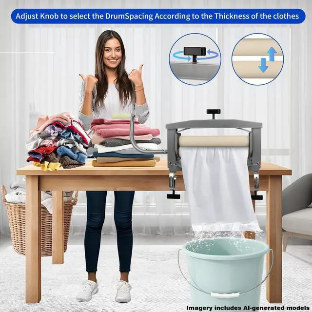 Alt view image 2 of 7 - Clothes Wringer - Better Moisture Removal than Portable Washing Machine/Portable Dryer - Heavy Duty Off Grid Laundry Wringer | Perfect Towel Wringer for Chamois Cloth, Tile Sponge, etc