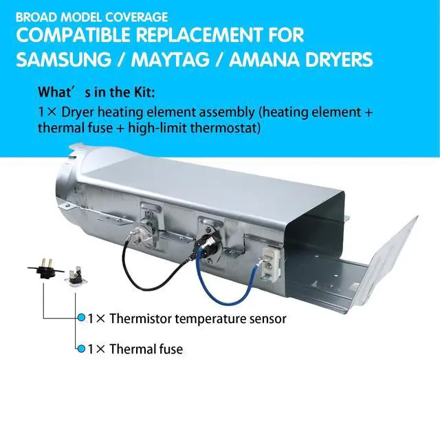 Alt view image 3 of 7 - DV405ETPASUAA DV422EWHDWRAA DV395ETPASUA1 DV350AEW Dryer Heating Element | DV365ETBGWRA3 DV448AEPXAA DV448AEP; for Samsung dryers, heating element assembly