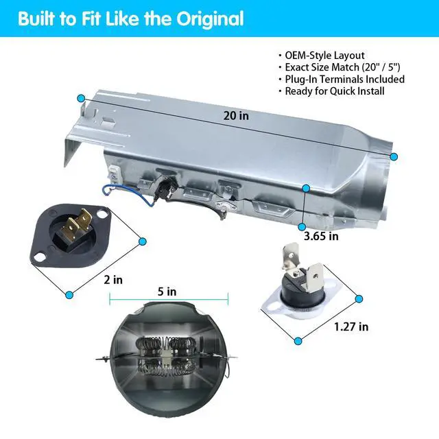 Alt view image 2 of 7 - DV405ETPASUAA DV422EWHDWRAA DV395ETPASUA1 DV350AEW Dryer Heating Element | DV365ETBGWRA3 DV448AEPXAA DV448AEP; for Samsung dryers, heating element assembly
