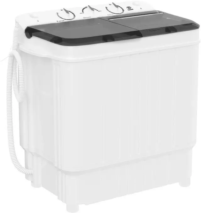 Main image of Portable Washing Machine, Twin Tub 17.6 Lbs Capacity, (11 Lbs) and Spinner(6.6 Lbs) Combo Mini Compact Laundry Washer for Home, Apartment, Camping, RVs and Dorms, Black/White