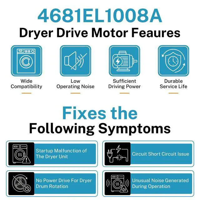Alt view image 3 of 6 - 4681EL1008A Dryer Drive Motor Assembly, for LG, Kenmore Dryer | Smooth Rotation, Low-noise Operation, Replaces 4681EL1002A, 4681EL1008B, 4681EL1008H, 4681EL1008P, 1330330, AP4438218