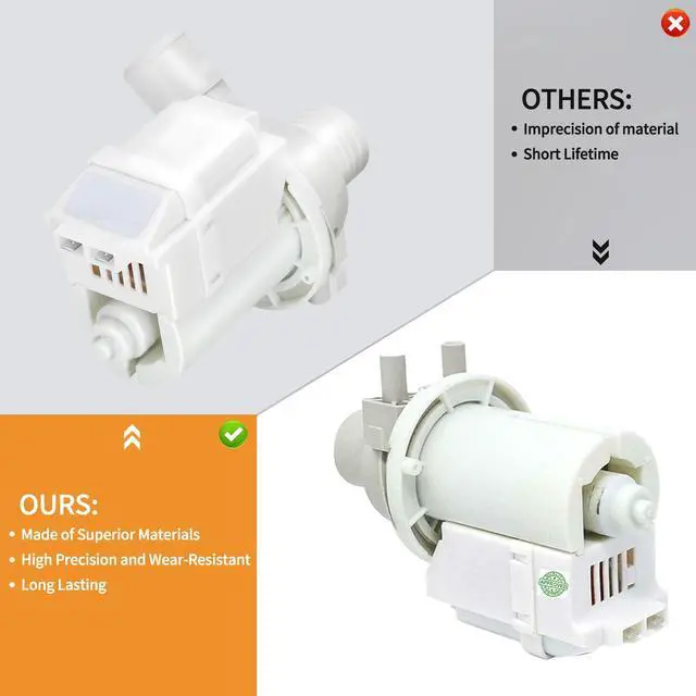 Alt view image 6 of 7 - WT5070CW WT1501CW WT4970CW WT4870CW Washer Drain Pump | Fit for maytag whirlpool WT1801HWA WT5101HV WT5001CW WT5101HV WT1301CW WT1701CV WT4801CW 79631523210 WT1701CV