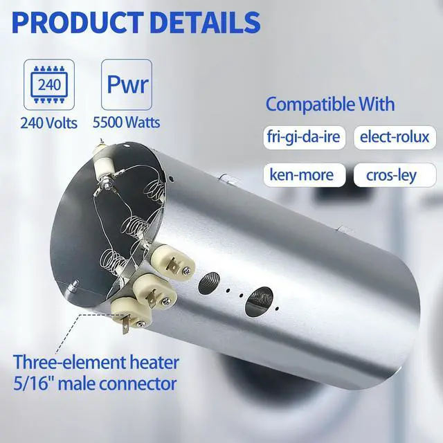 Alt view image 3 of 6 - EIMED60LT3 EIMED60LSS2 FASE7021NW0 EIMED60LSS3 Dryer Heating Element Kit | for frigidaire EIMED55IIW0 FASE7073LW0 FASE7073NW2 EIMED55IIW1 EIMED60JIW0 EIMED55IMB3 FASE7073NW0 FASE7073LN0 EIED55HIW0