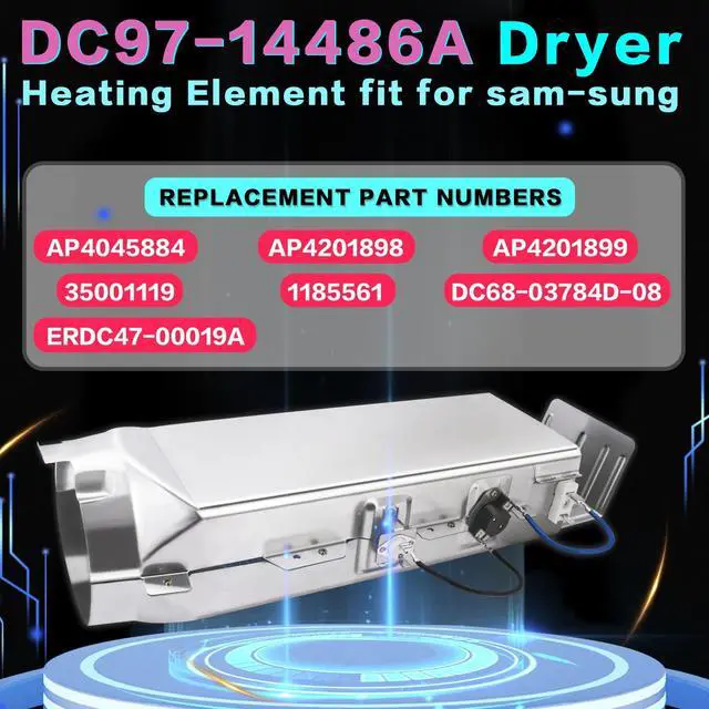 Alt view image 2 of 7 - DVE50M7450P/A3 DVE45N5300W/A3 Dryer Heating Element Kit Fit for Sam-sung | DVE45R6100P/A3 DVE45R6100W/A3 DV422EWHDWR/AA, DV419AEU/XAA DV419AEW/XAA DV448AEP/XAA, DV42H5200EP/A3 DVE50M7450W/A3 DV448AEW