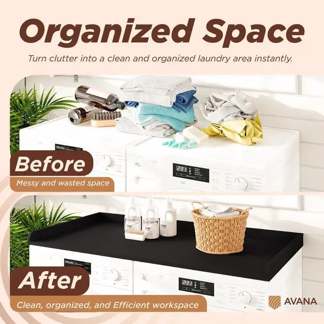 Alt view image 6 of 6 - (100% Natural Solid Wood Washer Dryer Countertop Black Pine Laundry Countertop with Raised Edges, 54 x 27.5 Counter Top for Washer and Dryer, Laundry Room Organizer & Tabletop