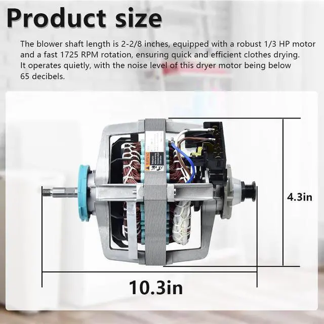 Alt view image 3 of 6 - WP279787 Dryer Motor Assembly, Compatible with Whirl-pool Ken-more 27" Dryer, Replaces 279787 661655 8528320 8538320 8538263 8539556 W10250900 AP3094233 PS334287