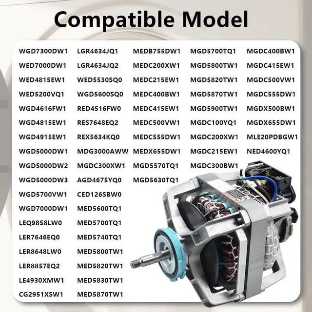 Alt view image 6 of 6 - WP279787 Dryer Motor Assembly, Compatible with Whirl-pool Ken-more 27" Dryer, Replaces 279787 661655 8528320 8538320 8538263 8539556 W10250900 AP3094233 PS334287