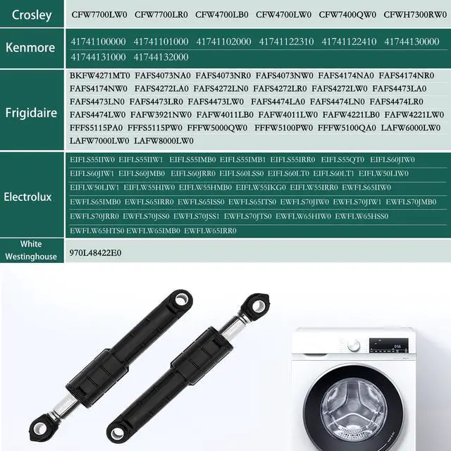 Alt view image 4 of 6 - 5304491701 Washer Shock Absorbers 4PCS Fit for 5304491701 137040900 3017769 | Washer Shock Absorbers Compatible with Electrolux Frigidaire Kenmore Washer Replaces 7137040900 AP5691818 PS8689636