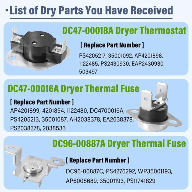 Alt view image 4 of 7 - DVE52M7750V/A3 DVE52M8650V/A3 Dryer Heating Element Kit Fit for Sam-sung | DVE52M7750W/A3 DVE54M8750V/A3 DVE54R7600C/A3 DV457EVGSGR/AA DV48J7770EP/A2 DVE52M8650W/A3 DVE60M9900V/A3 DV48J7700EW/A2