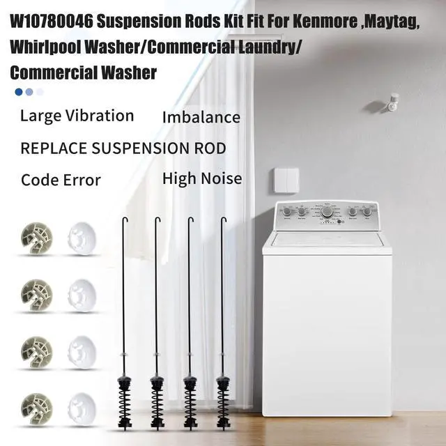 Alt view image 2 of 6 - Upgraded W10780046 AP5971397 W10110313 Washer Suspension Rod Kit,fit for whirlpool kenmore maytag Commercial Laundry Heavy Washing Machine,Replace 4282747 PS11703289 EAP11703289,4 Washer