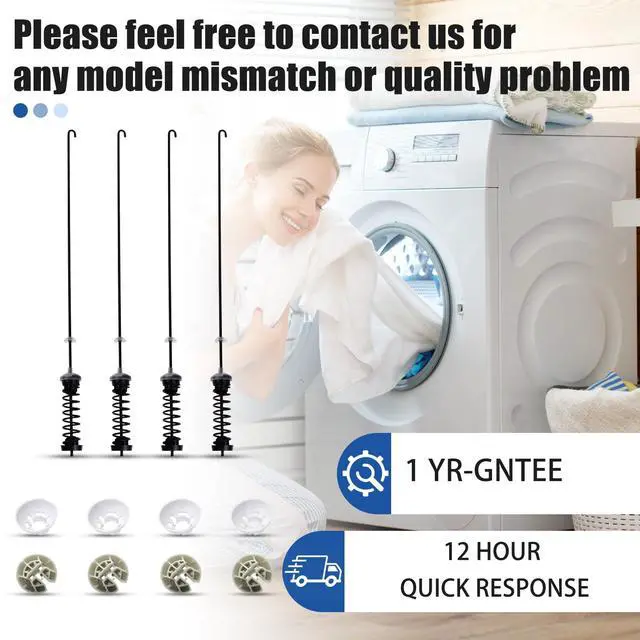 Alt view image 6 of 6 - Upgraded W10780046 AP5971397 W10110313 Washer Suspension Rod Kit,fit for whirlpool kenmore maytag Commercial Laundry Heavy Washing Machine,Replace 4282747 PS11703289 EAP11703289,4 Washer