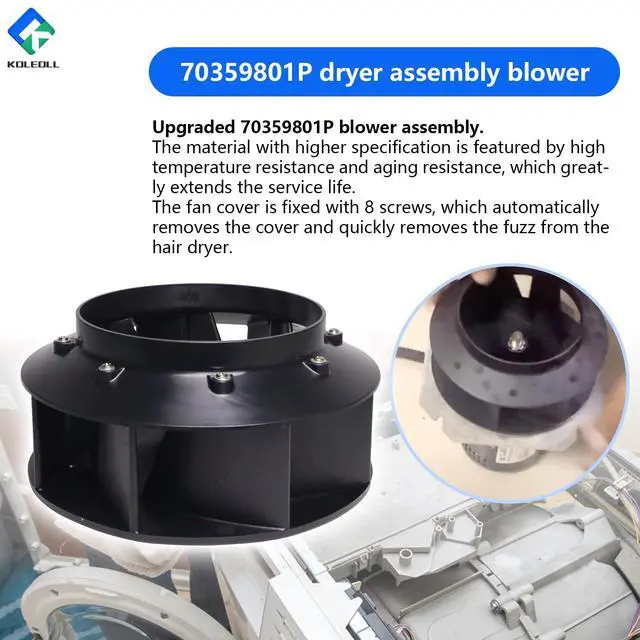 Alt view image 4 of 7 - 2 Pack 70359801P 70359801 Dryer T30 PKG 30lb Blower Assy 8.72 OD | Compatible with Dryer Speed Queen Fan Blower SA30/35 SAT30