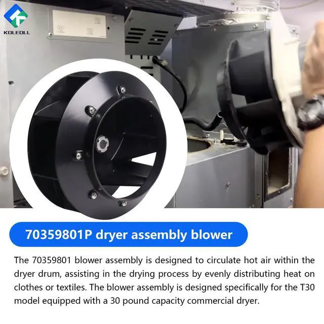 Alt view image 6 of 7 - 2 Pack 70359801P 70359801 Dryer T30 PKG 30lb Blower Assy 8.72 OD | Compatible with Dryer Speed Queen Fan Blower SA30/35 SAT30