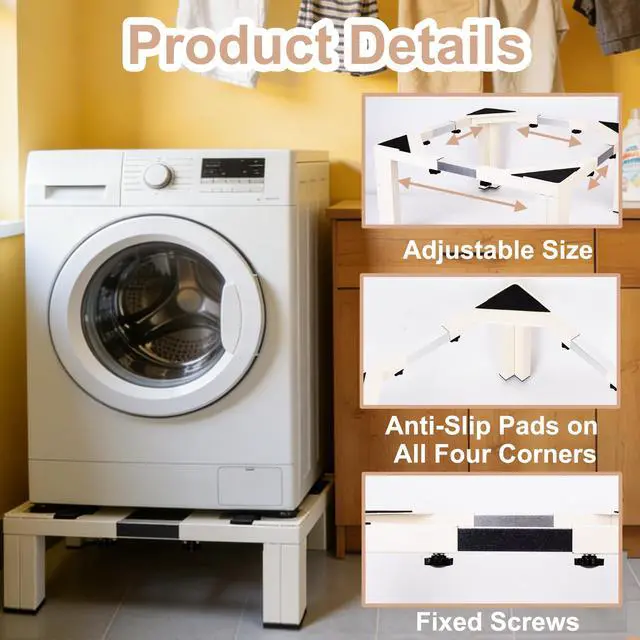 Alt view image 3 of 7 - Heavy Duty Laundry Pedestal for Washer and Dryer, Adjustable Stainless Steel Washing Machine Stand, Universal Appliance Base for Refrigerator, Mini Fridge and Small Appliances