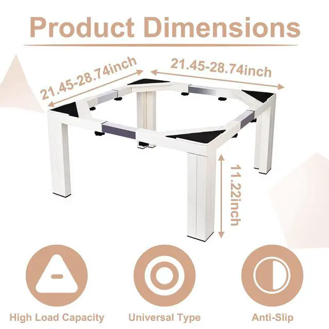 Alt view image 2 of 7 - Heavy Duty Laundry Pedestal for Washer and Dryer, Adjustable Stainless Steel Washing Machine Stand, Universal Appliance Base for Refrigerator, Mini Fridge and Small Appliances