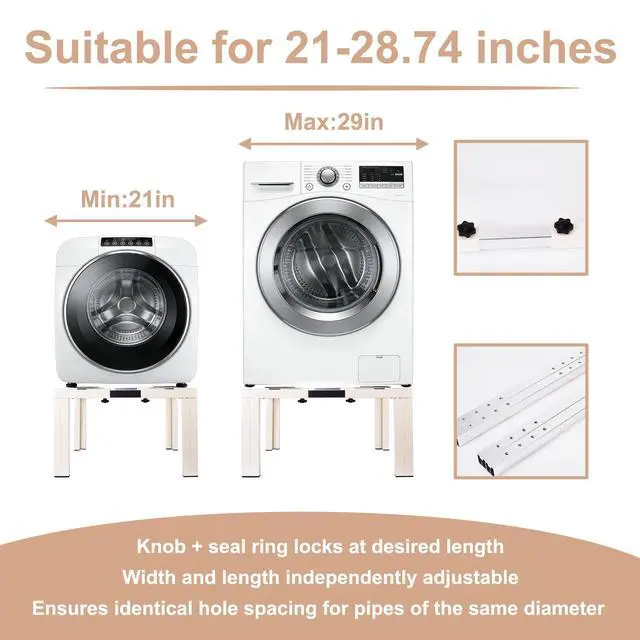 Alt view image 4 of 7 - Heavy Duty Laundry Pedestal for Washer and Dryer, Adjustable Stainless Steel Washing Machine Stand, Universal Appliance Base for Refrigerator, Mini Fridge and Small Appliances