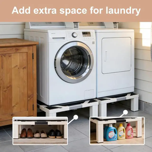 Alt view image 6 of 7 - Heavy Duty Laundry Pedestal for Washer and Dryer, Adjustable Stainless Steel Washing Machine Stand, Universal Appliance Base for Refrigerator, Mini Fridge and Small Appliances