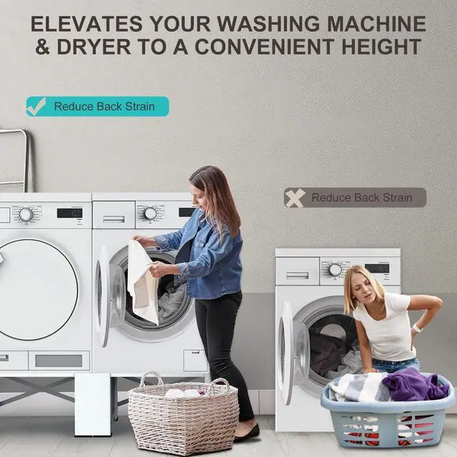 Alt view image 2 of 7 - 29" Washer and Dryer Pedestals Set of 2, Laundry Pedestal for Washer and Dryer, Alloy Steel Washing Machine Stand Raiser, Washer and Dryer Stand 12.6'' Height White