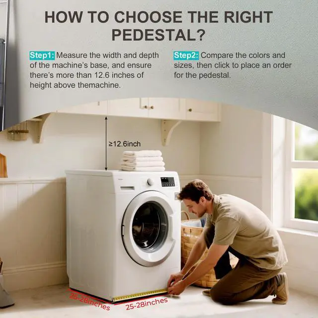 Alt view image 6 of 7 - 29" Washer and Dryer Pedestals Set of 2, Laundry Pedestal for Washer and Dryer, Alloy Steel Washing Machine Stand Raiser, Washer and Dryer Stand 12.6'' Height White