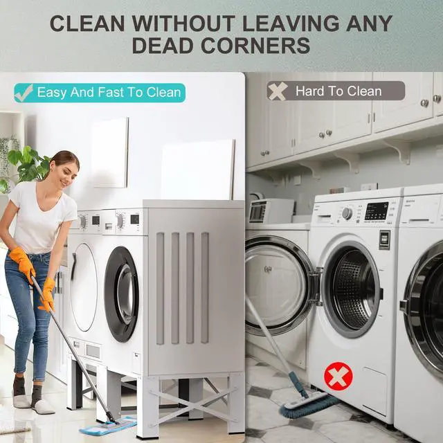 Alt view image 3 of 7 - 29" Washer and Dryer Pedestals Set of 2, Laundry Pedestal for Washer and Dryer, Alloy Steel Washing Machine Stand Raiser, Washer and Dryer Stand 12.6'' Height White
