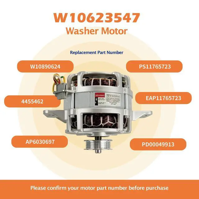 Alt view image 3 of 7 - W10890624 W10623547 Washer Drive Motor Compatible With Whirlpool Kenmore and Amana Washing Machine,Replacement Part Number4455462, AP6030697, PS11765723, EAP11765723, PD00049913